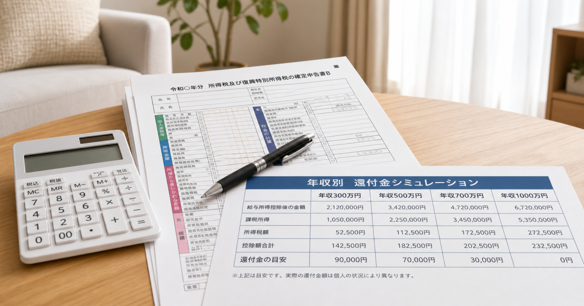 【年収別】インプラント1本（40万円）の医療費控除還付シミュレーション