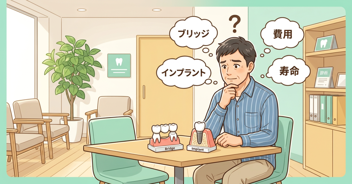 ブリッジとインプラントで迷う方へ！費用や寿命など5つの徹底比較