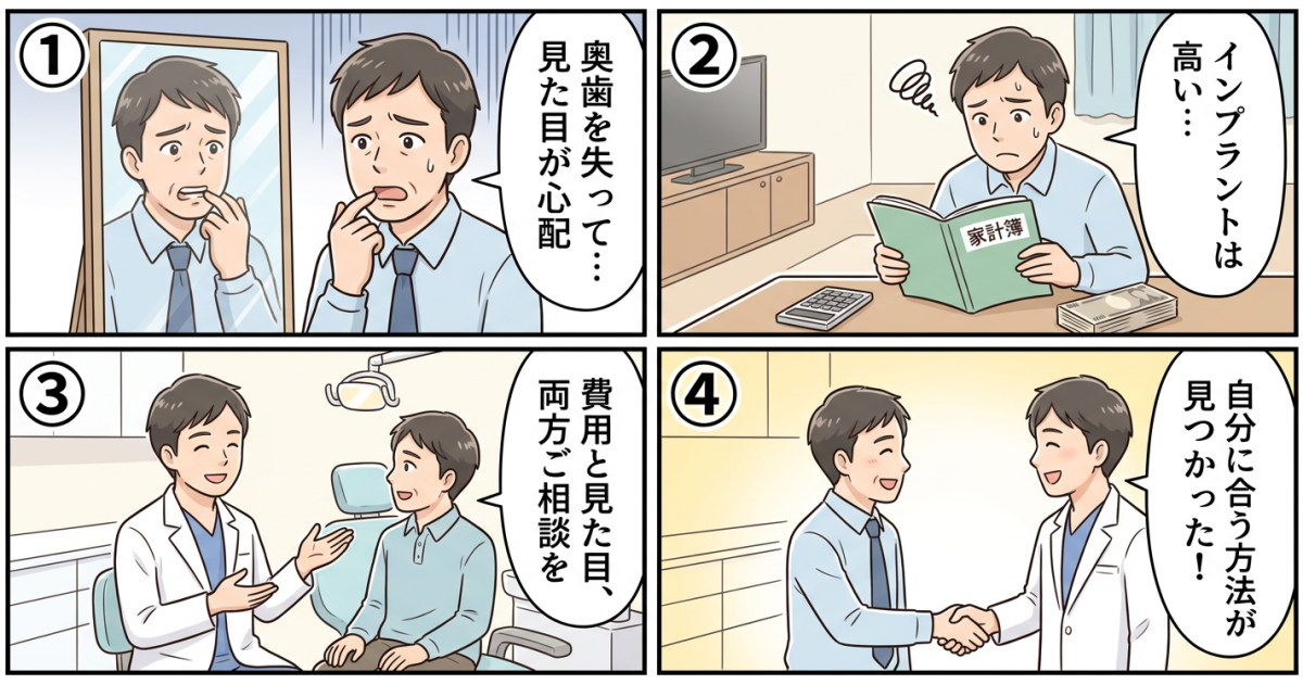 見た目と費用で悩む40代へ｜部分入れ歯とインプラントどっち？