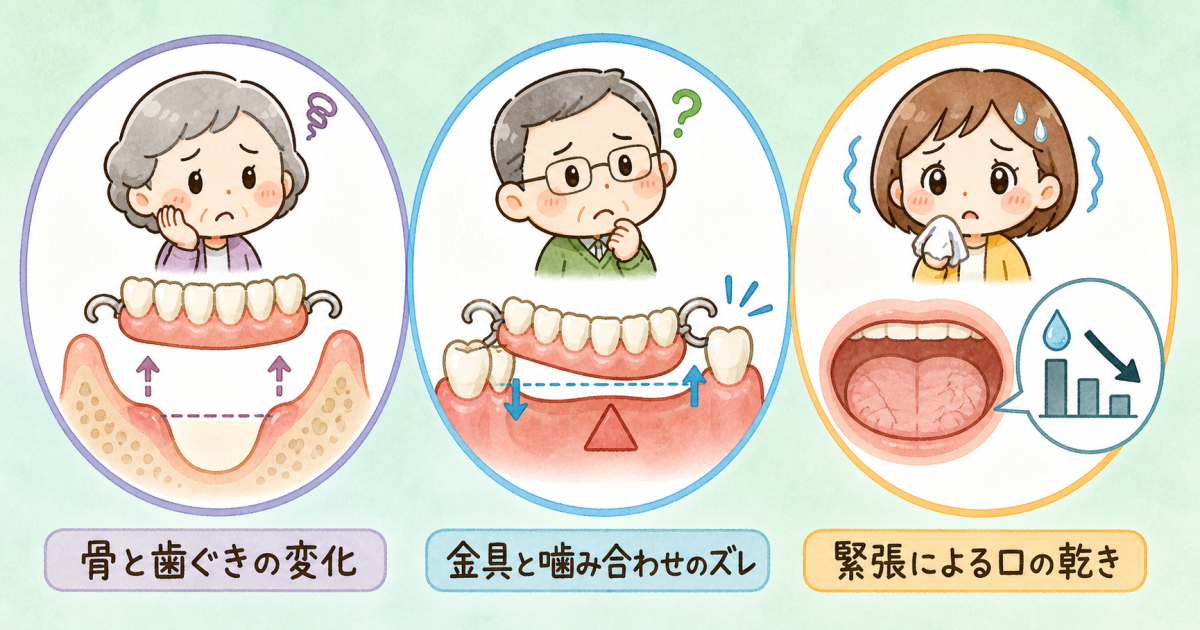 会話中や食事中に入れ歯が外れてしまう主な原因とメカニズム