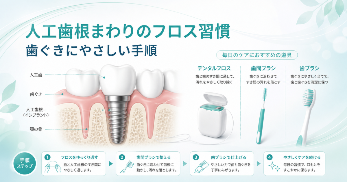 インプラント後のフロスで悩む方へ！歯茎を傷つけないブラッシング手順