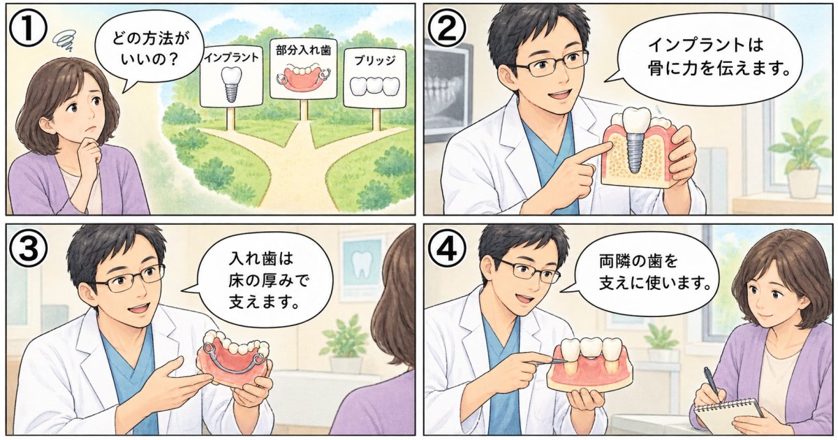 頬のハリと噛み合わせを取り戻す3つの治療法の特徴と違い