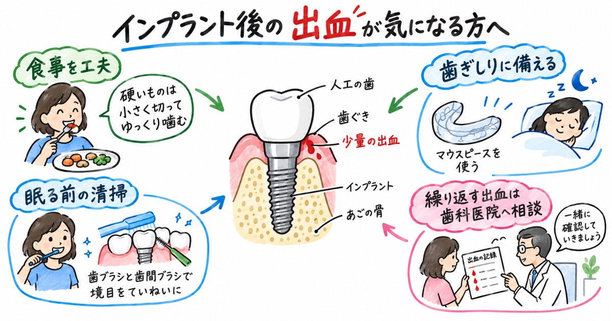 インプラント後の出血が気になる方へ｜食事と生活習慣の見直し方