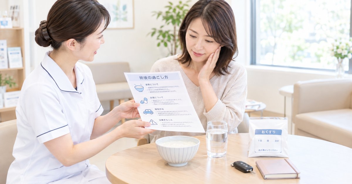 手術後の移動・食事・腫れを見込んで予定を組む