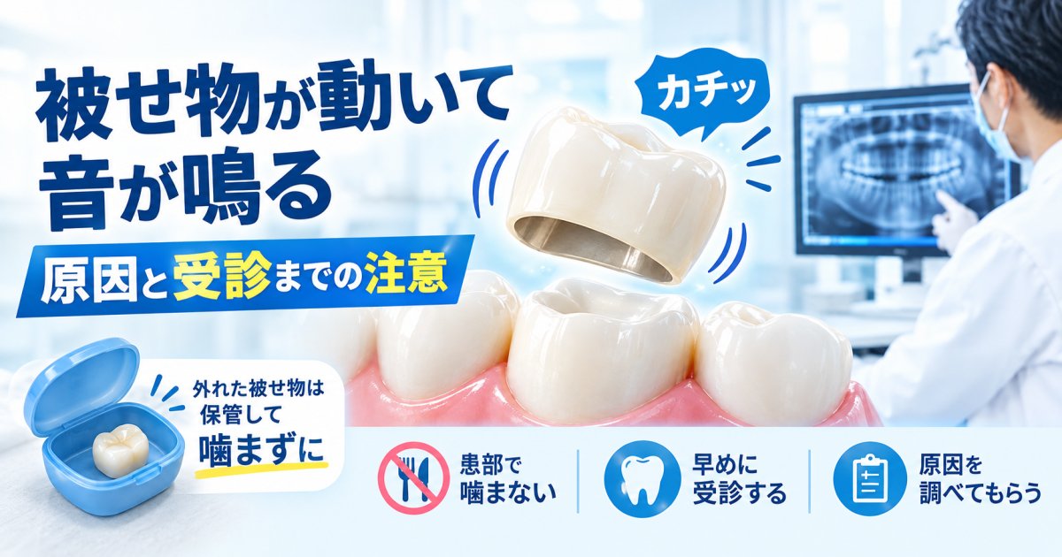 人工歯や被せ物が動くと音が鳴る原因と受診までに気をつけること