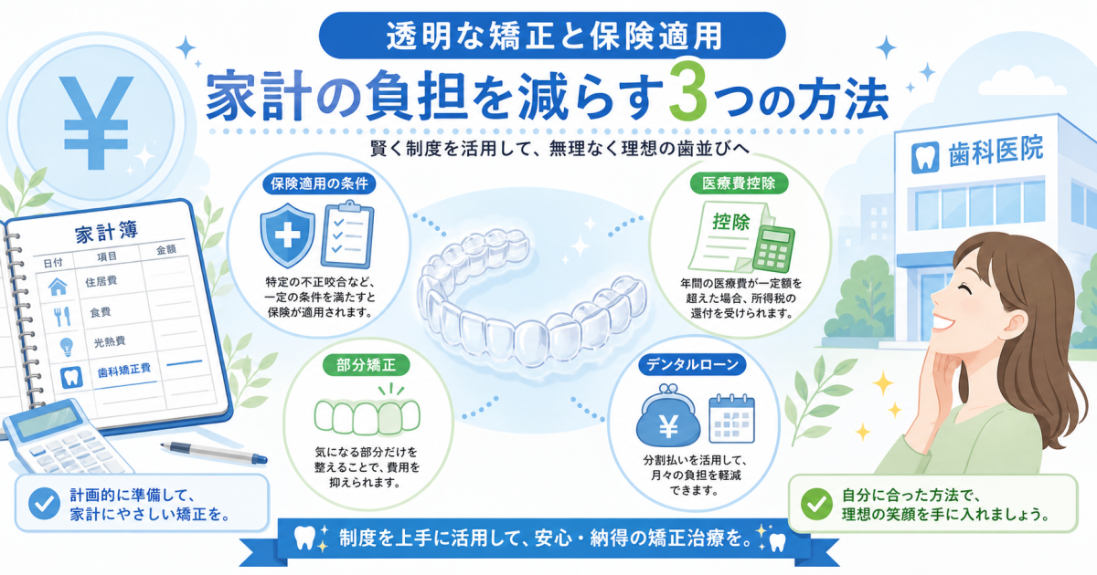 透明な矯正は保険適用になる？条件と家計の負担を減らす3つの方法