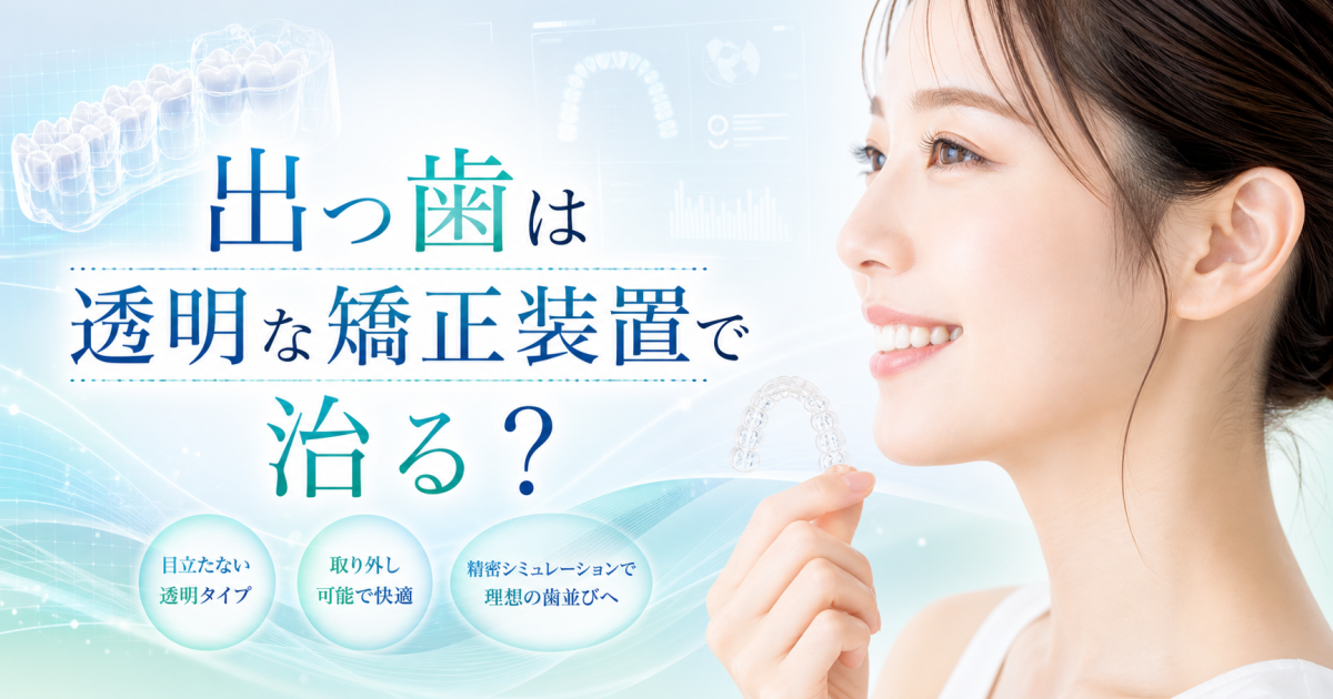 出っ歯は透明な矯正で治る？後悔しない適応基準とワイヤーとの違い