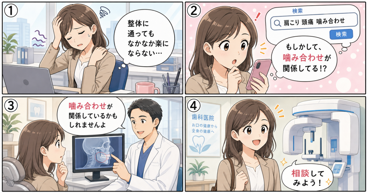 整体で治らない肩こり・頭痛の原因は噛み合わせ？セルフチェック