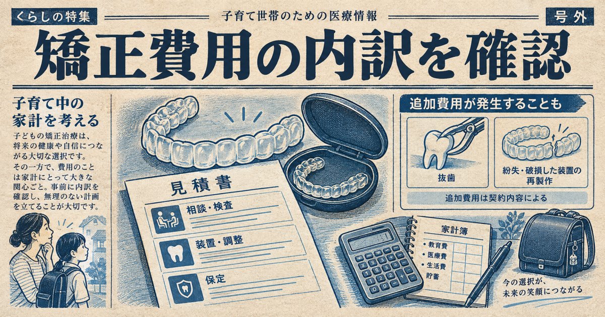 子育て中に知りたいマウスピース矯正の費用内訳と追加費用の条件