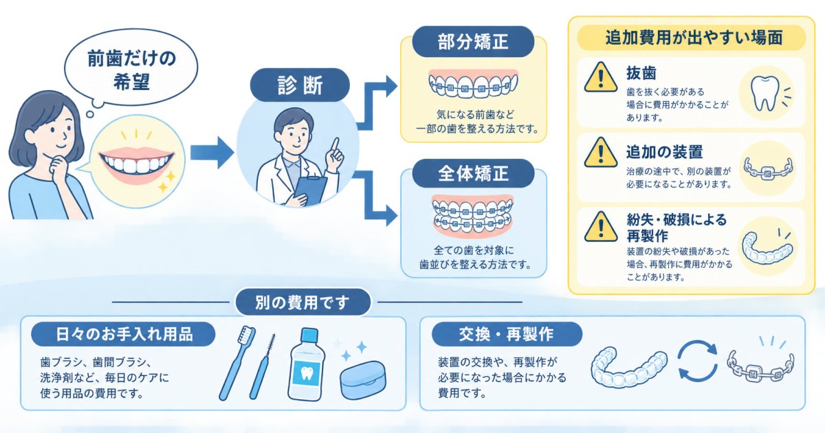 前歯だけの予定でも費用が変わるのはどんなとき？