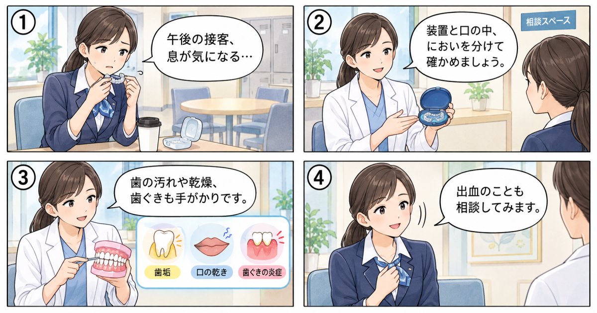 マウスピース矯正中の口臭は、どこから生じている？