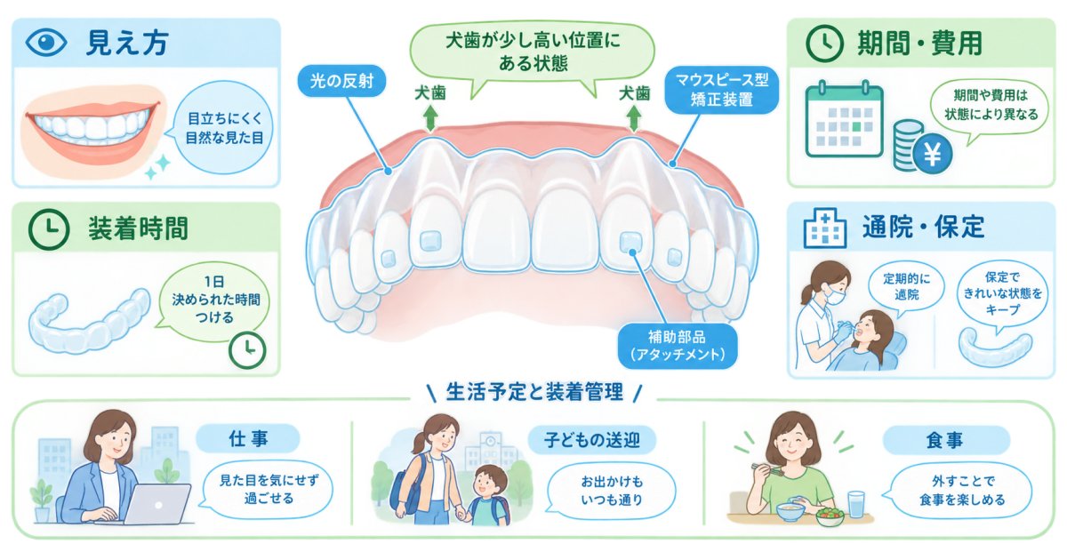 仕事中も目立ちにくい八重歯矯正は？育児と両立する治療の考え方