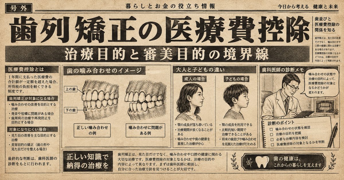 歯列矯正が医療費控除の対象になる条件は？成人と子どもで異なる判断の目安