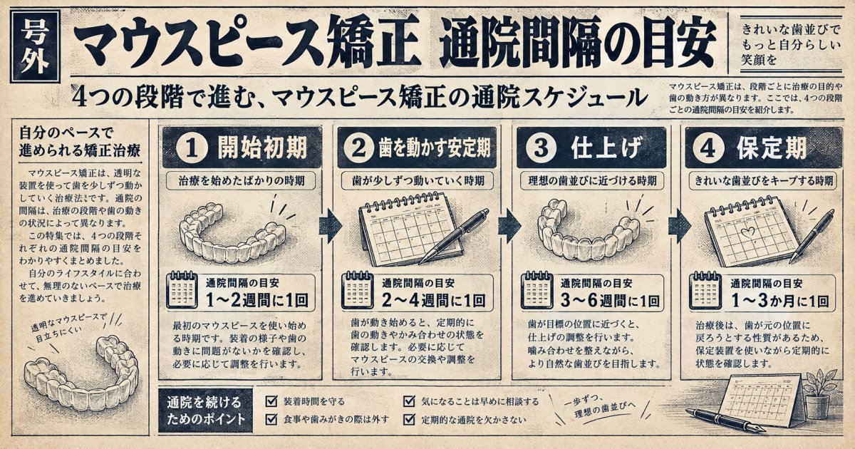 時期別に見るマウスピース矯正の通院頻度の目安と診察内容