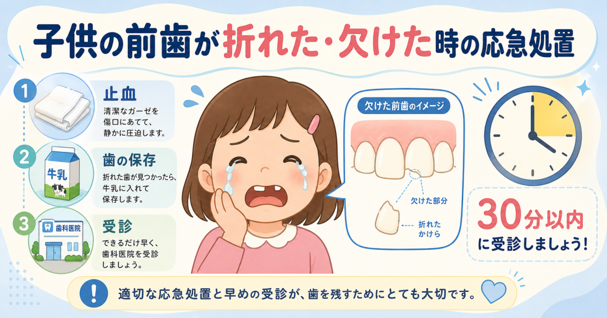 子供の前歯が折れた・欠けた！慌てず行う応急処置と正しい保存法