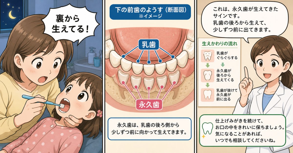 乳歯の裏から永久歯が生えてきた！受診すべき3つの判断基準