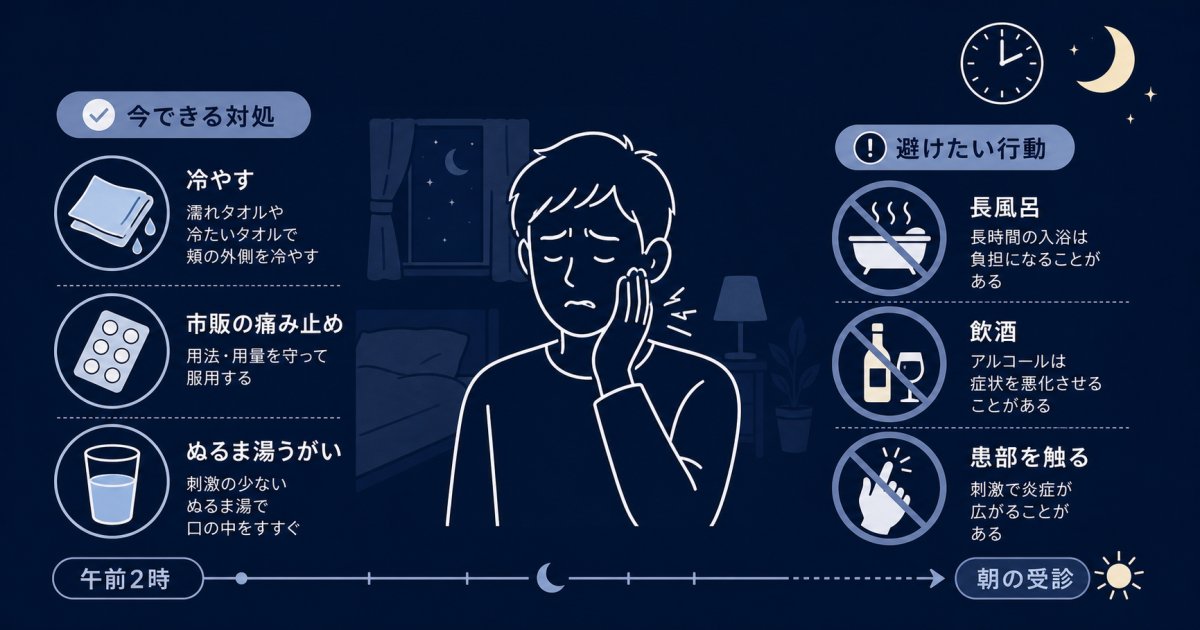 夜中に歯がズキズキ痛む時の応急処置｜朝まで耐える対処法とNG行動