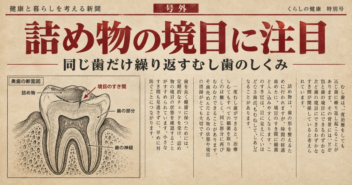 同じ歯だけ虫歯を繰り返すのはなぜ？詰め物境目のセルフケア
