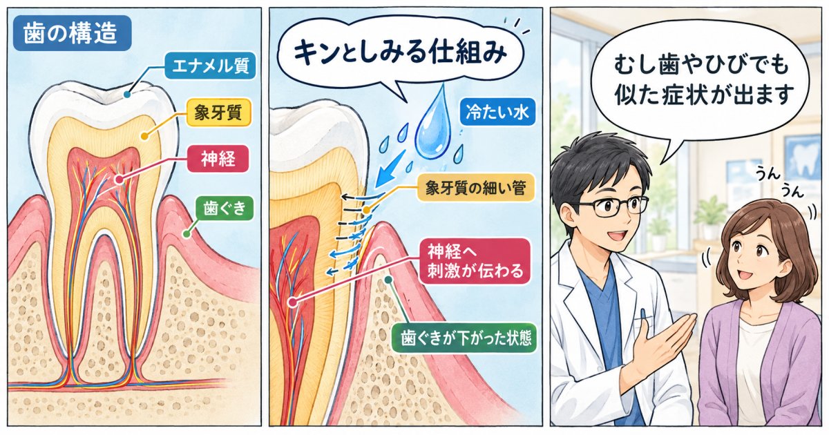 冷たいものや歯磨きで歯がしみる原因は知覚過敏ですか？